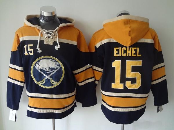 

2016 new jersey buffalo sabres mens #15 jack eichel ice hockey jerseys old time hockey hoodie double stiched hockey hoodies, Black;red