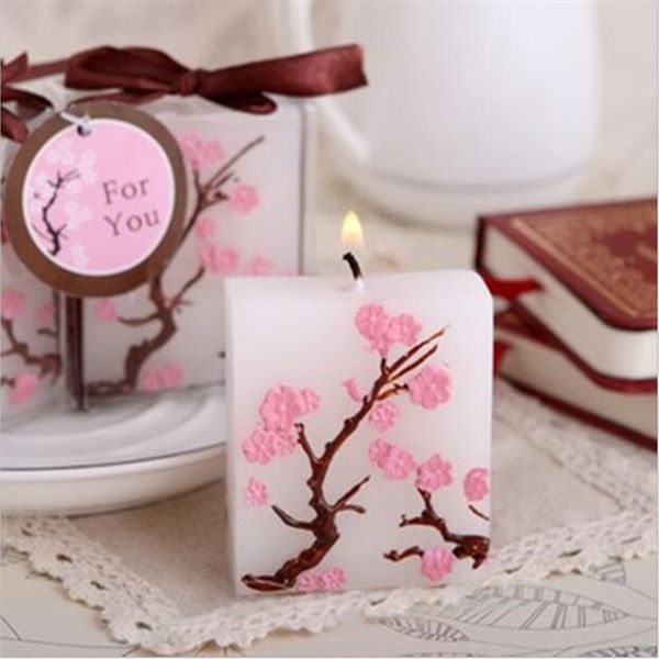 

50pcs cherry blossom candle favors bridal shower wedding giveaways anniversary souvenirs party gifts