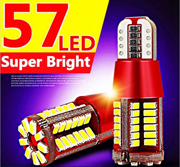 

2pcs t10 57led 3014 smd dome reading light canbus error car auto wedge lights