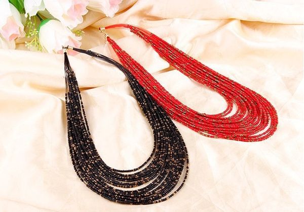 

ffashion богемный стиль ожерелье boho акриловые бусины колье ожерелье женщины многослойные ожерелья заявление ожерелье гц, Golden;silver