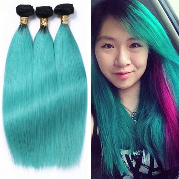 Dark Root Color 1b Green Virgin Hair 3 Bundles 10 30 Inch Ombre