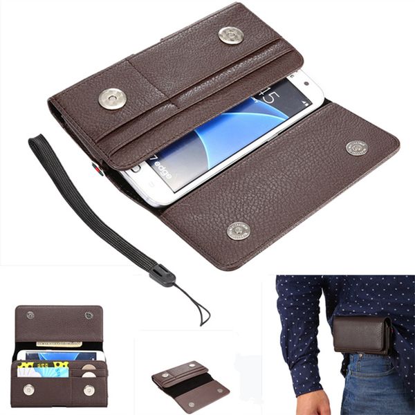 Moda universal pu coldre de couro belt clip telefone carteira case capa bolsa para samsung s6 s7 4.0-6.3 polegadas