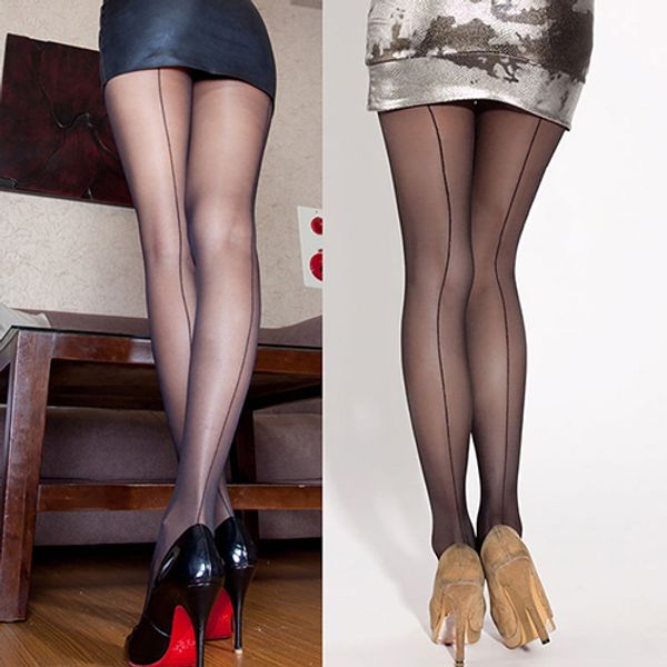 

wholesale- new arrival women's ultra sheer transparent line back seam tights stockings pantyhose, Black;white