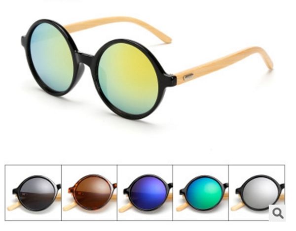2021 neue Mode Produkte Männer Frauen Sonnenbrille Bambus Sonnenbrille Retro Vintage Holz Objektiv Holz Rahmen Handgemachte Runde 1527
