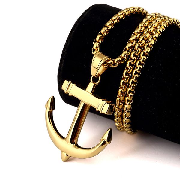 

new fashion men's vintage necklace gold plated nautical charm pendant collier jewelry ing, Silver