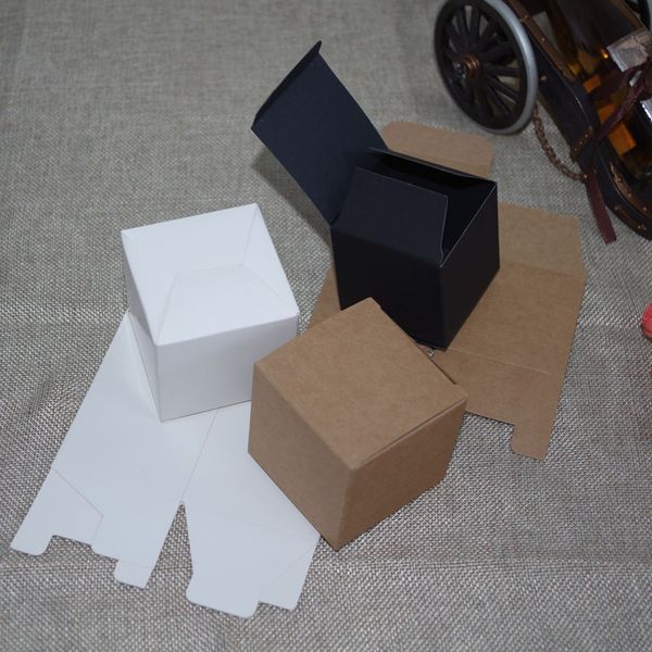 

tubetes 100pcs/lot 4x4x3cm-6x6x5cm 6sizes black/brown/white 350gsm 1 tuck cardpaper gift box diy comestic bottles perform packaging case