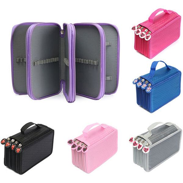 

высокая емкость карандаша высокого качества 72 держателя 4 слоя коробка карандашей портативный холст школьные пеналы случаи канцелярские при