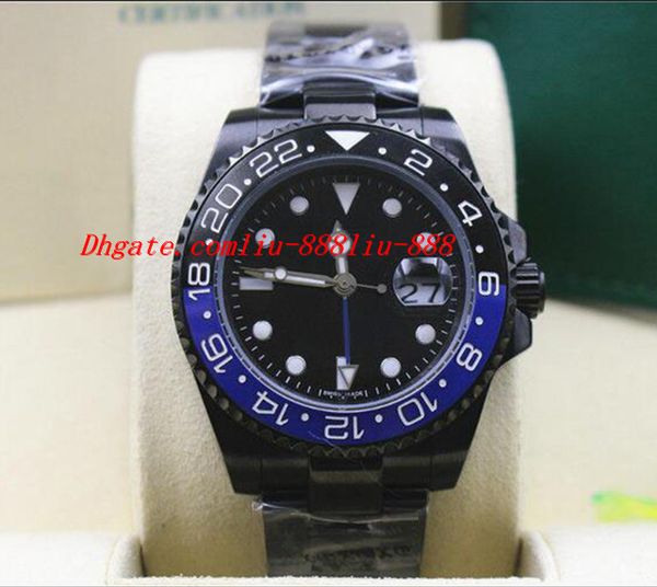 

роскошные наручные часы новый стиль нержавеющая сталь с покрытием pvd черный / синий 116710 керамический безель синий люминесцентный цифербл, Slivery;brown