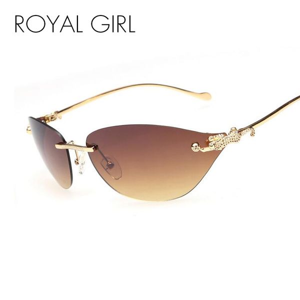 

wholesale- royal girl rimless cat eye sunglasses women fashion glasses women brand goggles sun glasses alloy legs ss032, White;black