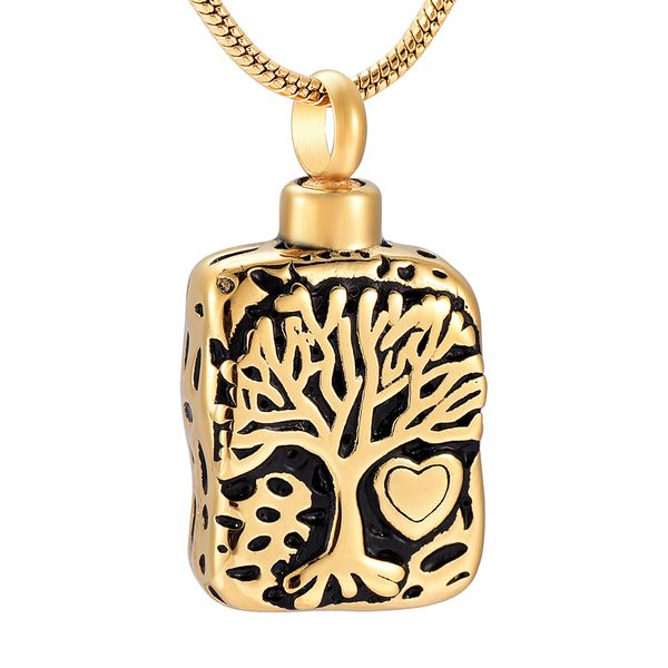

new arrive vintage tree engraved stainless steel urn pendant cremation urn necklace memorial gift for family loss, Silver