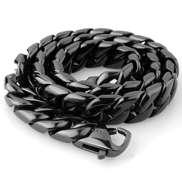 

heavy cuban link chains necklaces singer rocker for mens exaggerated punk curb chain real 316l stainless steel jewelry 60cm 1.5cm, Silver
