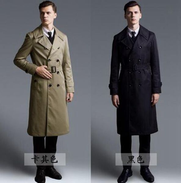 

the spring and autumn period and the han edition business casual leisure fashion new fine big yards trench coat / s-6xl, Black