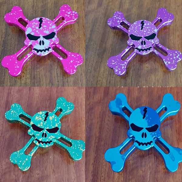 Hot Starry Sky Skull Head Rainbow Tri Fid Hand Spinner Gyro
