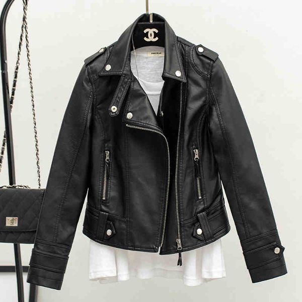 

2017 spring and autumn new arrival slim leather clothing women pu short jacket fashion cool motorcycle jacket, Black;brown