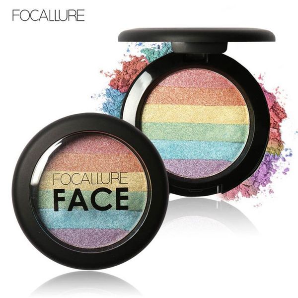 

wholesale- rainbow highlight eyeshadow palette baked blush face shimmer color