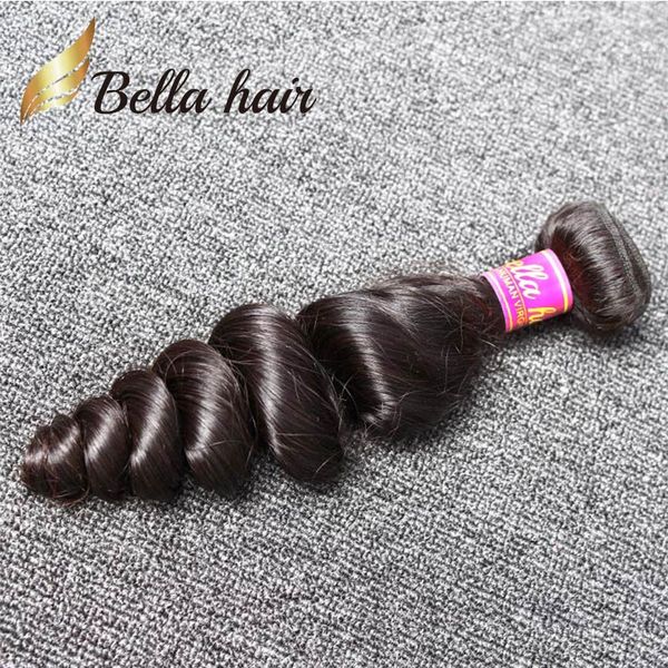 9A Brasilianisches Haareinschlagfaden 1 Teil/los Remy Virgin Human Natural Black Color Loose Wave Curl Bundles Einzelhandel BellaHair