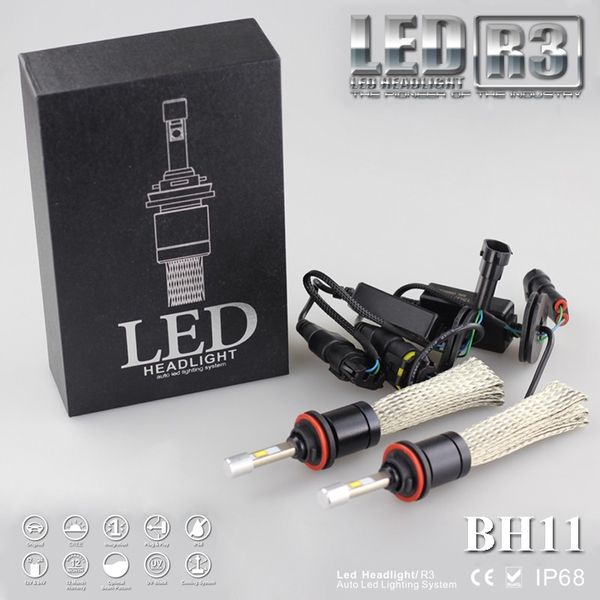 

2pcs super bright r3 9600lm h7 xenon white 6000k car led headlight conversion lamp kit 4800lm bulb