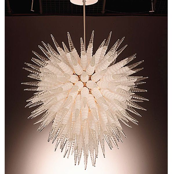 Contemporary Hand Blown Glass Chandelier Lighting Clear And White Color Led Light Gorgeous High Quality Murano Pendant Lamps Unusual