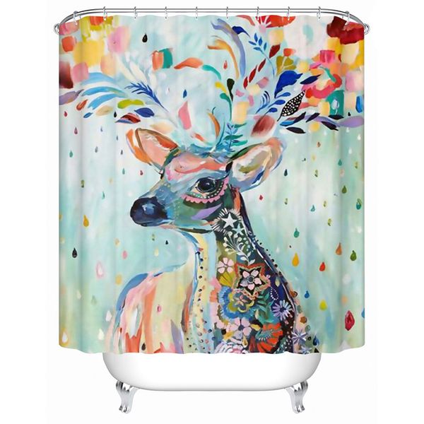 

wholesale- creative personality colorful deer shower curtain waterproof thickening bathroom cloth bathroom curtain shower bath curtains