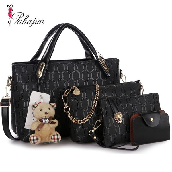 

wholesale- women bag brand 2017 fashion women messenger bags handbags set pu leather female bag 4 piece set