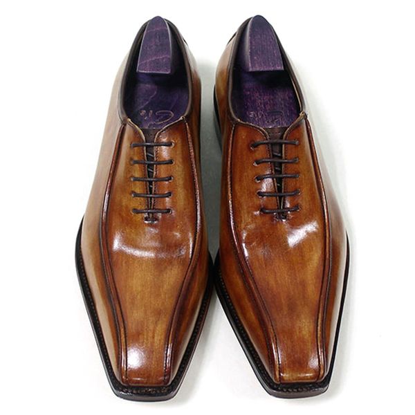 

men dress shoes oxfords shoes custom handmade shoes square toe genuine calf leather color brown and black hd-n196