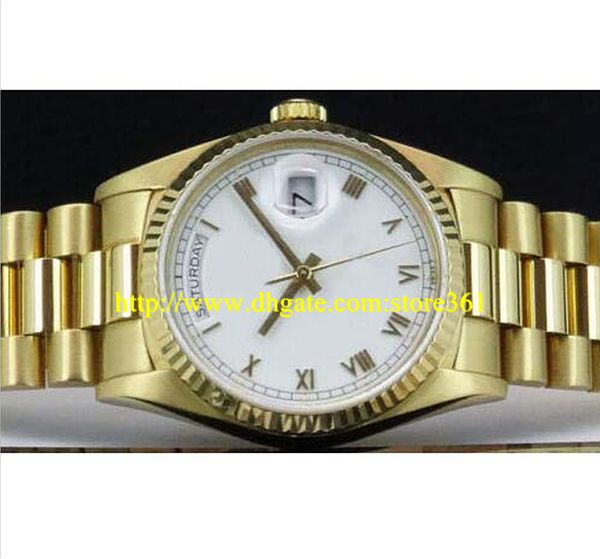 store361 neu eingetroffene Uhren 36 mm 18 Karat Gold President White Roman 18238