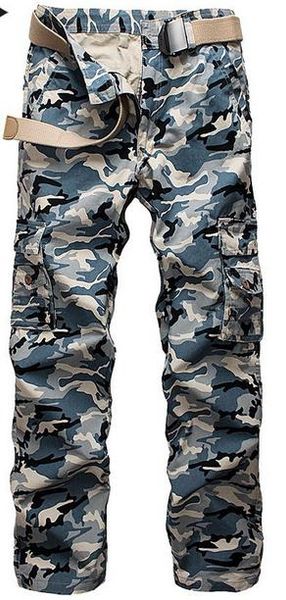 

fashion 2017 spring autumn men straight cotton camo cargo pants camouflage militar tactical army multi pocket baggy trousers, Black