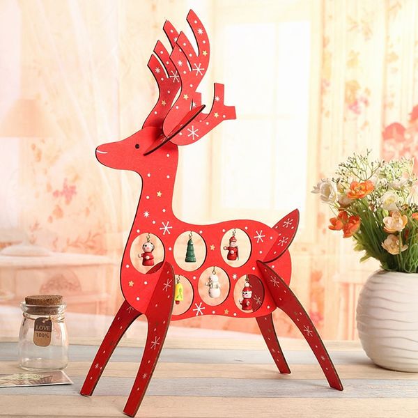Christmas Ornaments Red Deer Diy Cutout Wooden Crafts Christmas