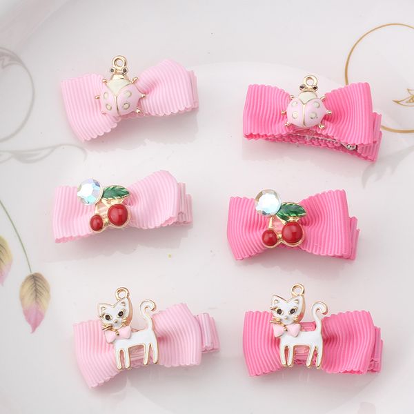 

wholesale- new style girl crown rhinestone hair clip star cat ribbon children tiara barrette accessories cherry headwear hairpin, Slivery;white