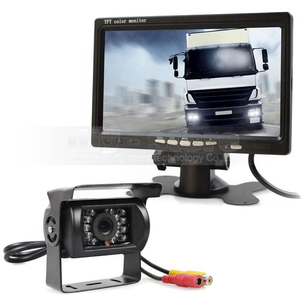 DC12V-24V sistema de reversão 7 polegada tft lcd monitor do carro ir visão noturna câmera ccd controle remoto231r