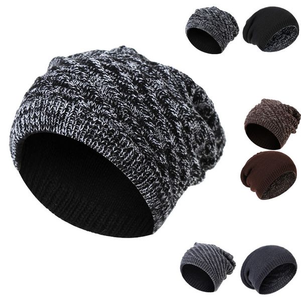 

warm winter hat outdoor warm cap sports winter ski knitted hat headgear creative oblique striped acrylic knitted hat both sides can wear, Blue;gray