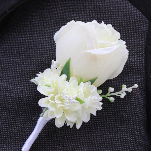 

wholesale-man wedding boutonniere in ivory purple white blue10 color aavailable groom pin brooch rose corsage suit flower accessories