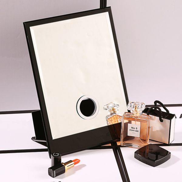 

HOT Famous Pattern Classic Brand Acrylic Cosmetic Makeup Mirror with Hole High Quality Portable Vanity Mirror with Gift Box