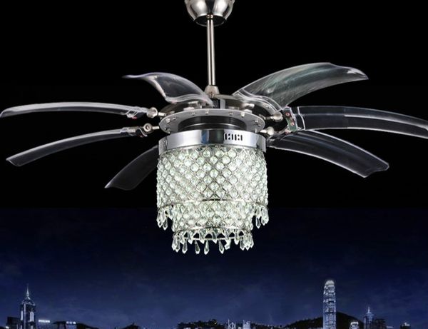 2019 Crystal Ceiling Fans Light Ac 110v 220v Invisible Blades