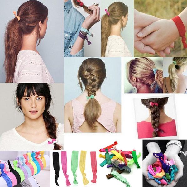 

100 pcs/lot (24 colors option) new knotted ribbon hair tie ponytail holders stretchy elastic headbands kids/women hair accessory, Pink