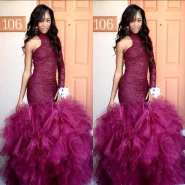 

2017 новый сексуальный одно плечо русалка пром платья 2k17 vestidos de fiesta вечерние платья robe de soiree кружева вечерние платья, Black