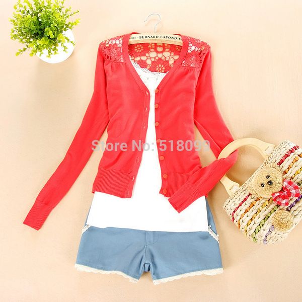 

wholesale-back hollow woman cardigan thin outerwear cardigan cutout sweater coat crochet knitted coat, White;black