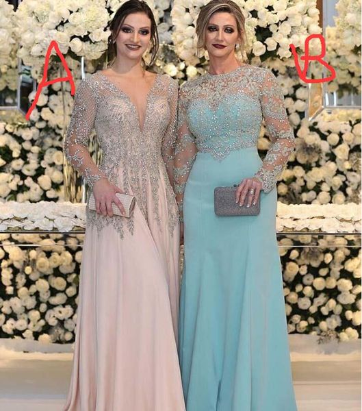 

mint green vintage mermaid mother of the bride dresses long sleeve beads crystal lace appliqued plus size satin wedding guest dress, Black;red