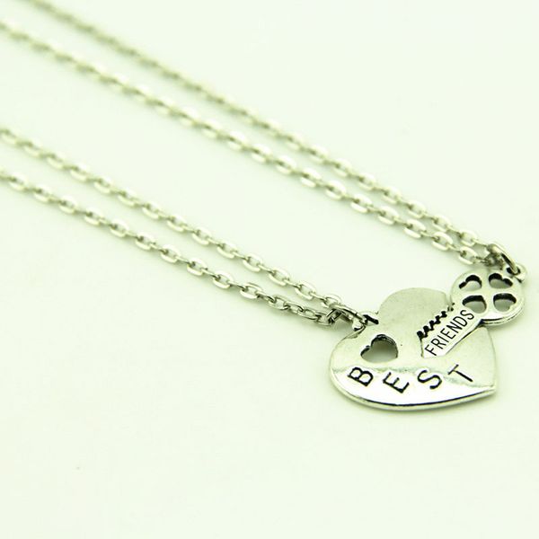 

new letter friend friendship heart key necklace pendant couple bff jewelry pendant necklaces fashion womens chain, Silver
