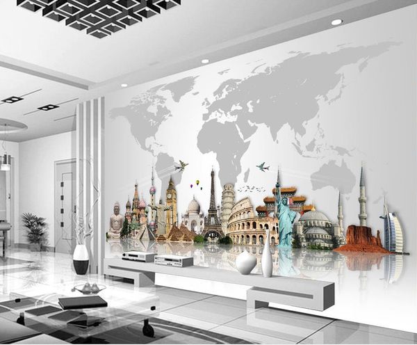 

world famous building map tv backdrop mural 3d wallpaper 3d wall papers for tv backdrop