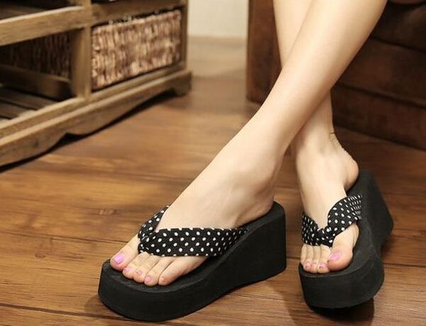 

wholesale-summer casual shoes gladiator women platform sandals sapato solid feminino high heel slippers sandalias plataforma chanclas, Black