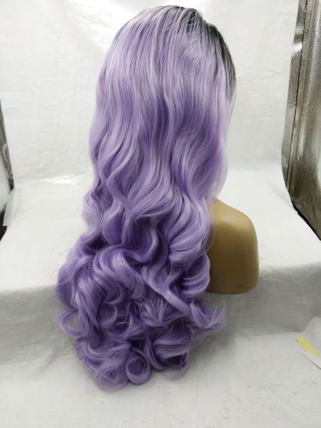 Natural Wavy Ombre Light Purple Cute Hair Color Actural Picture