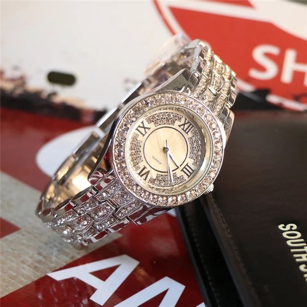 

nice new luxury women watches lady quartz stell strap lxuury diamonds small eyes crystal relogio masculine dress watch elegant sexy, Slivery;brown