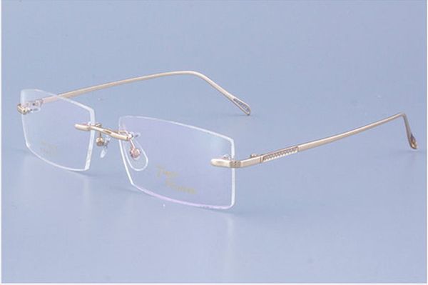 

new arrival concise style male glasses frame quality titanium alloy rimless gold silver gungray light & durable wholesaletp9543