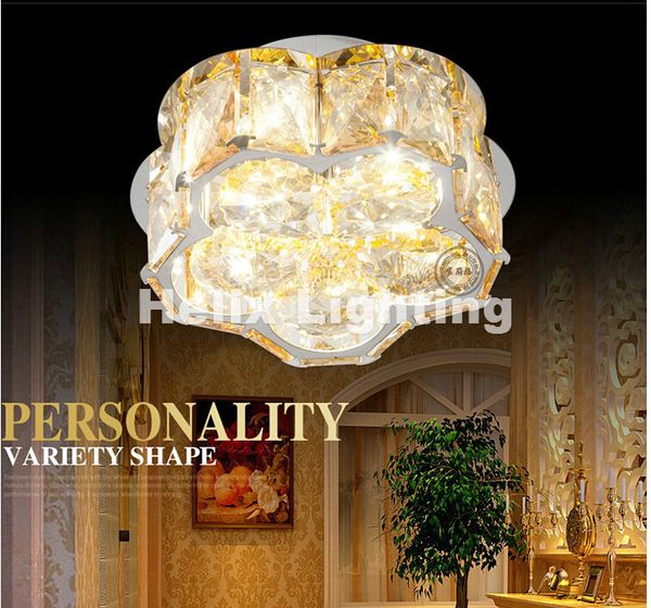 D180mm Modern Led Ceiling Lamp Flush Mount Crystal Ceiling Lights 90 265v 9w Hallway Bed Room Foyer Light Wrought Iron Chandelier Blown Glass