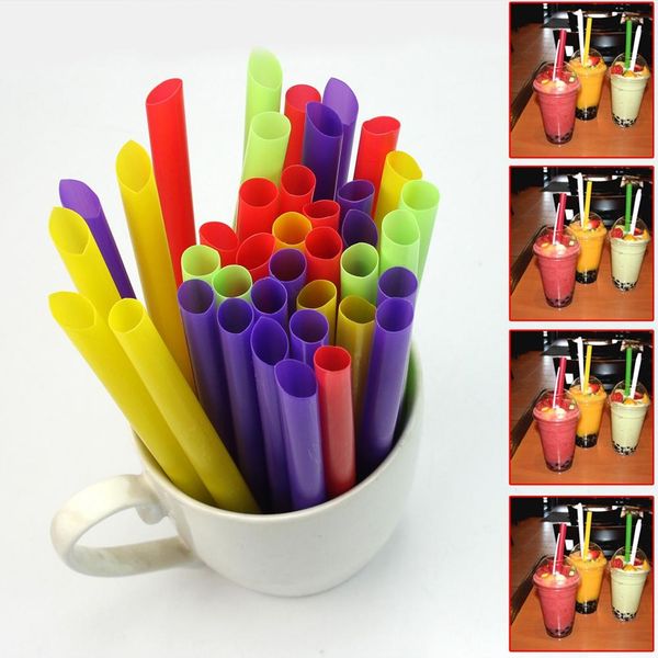 

wholesale-100pcs multi-color plastic jumbo large drinking straws for cola drink smoothie milk juice birthday wedding decor party supplies