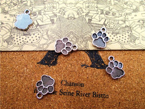 

45pcs--dog paw charms, antique tibetan silver paw print charm pendants 22x17mm, Bronze;silver