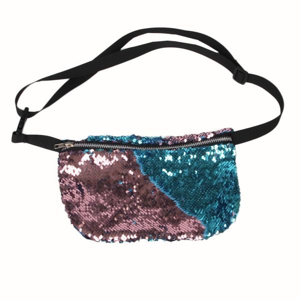 

wholesale- women men waist bag double color sequins casual chest bag fashion design handbag borse bolsa de festa #5229