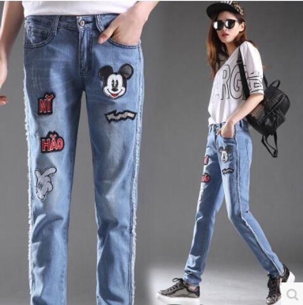 

middle school students jeans women feet long trousers spring and autumn large cute junior high school girls teenage girls pants korean versi, Black