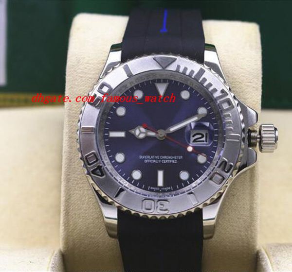 

luxury wristwatch 116622 steel platinum blue dial complete 40mm rubber bracelet automatic mechanical men watches, Slivery;brown